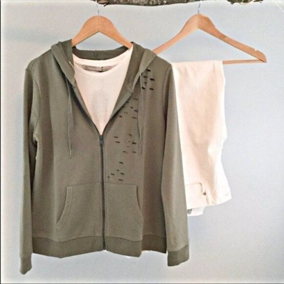 SWEATSHIRT with hood  in Olive - Picture 1 of 8